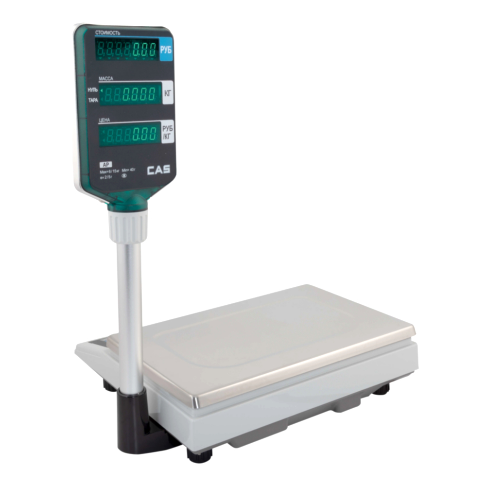 Торговые весы CAS AP-1 c интерфейсом RS 232 и памятью Торговые весы CAS AP-1 c интерфейсом RS 232 и памятью